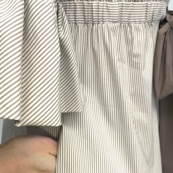 BCBG MAXAZRIA Sand Stripe Bell Sleeve Dress XXS - Picture 5 of 13
